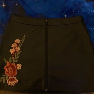 Boom boom jeans brand, leather skirt, with flowers